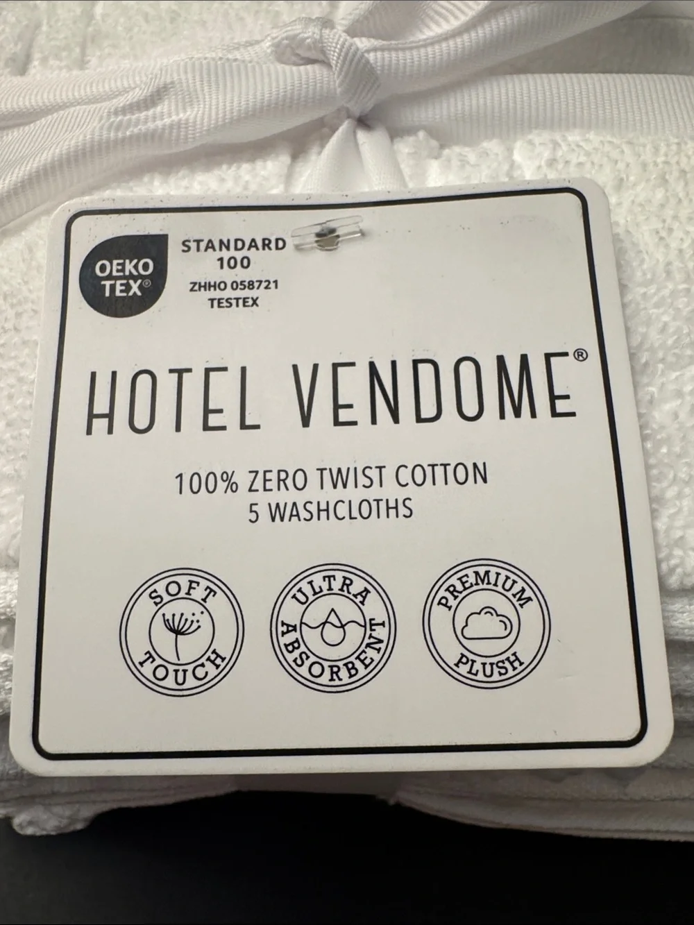 5pc HOTEL VENDOME Premium Plush Zero Twist Cotton Bath Washcloth Towel Set